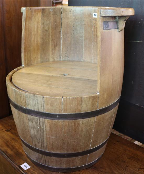 Coopered oak barrel chair